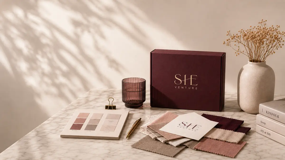 SHE Venture editorial brand and product development workspace